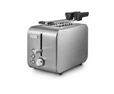 DeLonghi CTX2203.S - Tostadora con pinzas, control progresivo del grado de tostado, 3 funciones, cajón recogemigas, patas antideslizantes, potencia 550 W, plástico, plateado