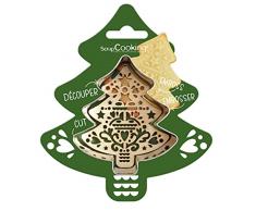 ScrapCooking - Kit de cortadora y embosador de madera de árbol â Cortador de galletas de acero inoxidable para galletas en relieve â Molde para accesorios pastelerÃa con mantequilla â 2092