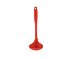 Sopa sartén de silicona mango largo cuchara grande para el hogar cocina antiadherente olla dedicada duradera cuchara espesada Lengt diseño utensilios de cocina para servir sopa (rojo)