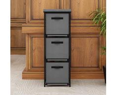 Mueble cajonera multiusos | Mueble cajonera vertical | Torre de cubos | Estructura metálica y cajones cubo de material textil (Beige)