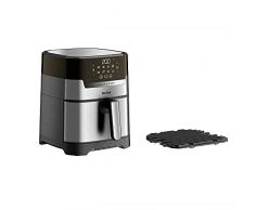 Tefal EY505D Easy Fry & Grill Deluxe - Freidora de aire caliente (2 en 1 (freidora de aire caliente y parrilla), capacidad: 4,2 litros, 8 programas automáticos, temporizador, acero inoxidable, XL