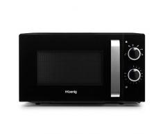 H.Koenig VIO8 Microondas Compact, Potencia 700 W, 20 litros, Temporizador hasta 30 min, 5 Niveles de Potencia de Calentado y Descongelador, Plato Giratorio 24,5 Cm, Inoxidable, 45.2 x 34.5 x 26.2 cm,