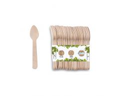 GREENBOX Cuchara de espresso respetuosa con el medio ambiente, de madera, cubiertos desechables, biodegradables, 100 cucharas desechables de 11 cm