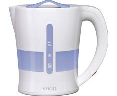 Sogo KET-SS-5755 Hervidor de Agua de Viaje, 1050 W, 0.5 litros, Plástico, Blanco y Azul