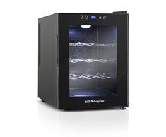 Orbegozo VT 1220 - Vinoteca 12 botellas, 33 l, 70 W, LED, display digital, panel de control táctil, 3 estantes extraíbles cromados