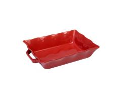 Plato para gratino, plano de horno rectangular rojo en grado, acabado brillante, 31 x 20,5 x 6,5 cm, plano de horno, horno rectangular, plano de cerámica