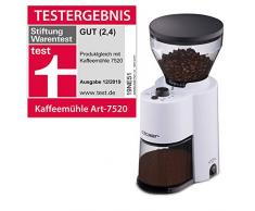 Cloer 7521 Molinillo de café eléctrico con molinillo para 2 – 12 tazas y 300 g granos de café, 150 W, ajustable grado de molienda, blanco