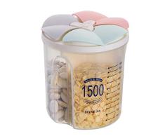 N / A Tarros herméticos con tapa, caja de almacenamiento de cereales para cocina, de plástico, sin BPA, a prueba de fugas, para harina, azúcar, arroz, 1,5 l/3 rejillas