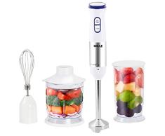 BAKAJI Batidora de Submarinismo (bucear) 3 en 1 con accesorios de batidor, picadora, batidora de cuchillas de acero, miniimprimador con accesorios, batidora eléctrica mango ergonómico (3 en 1 (600 W)