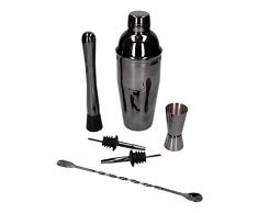 Juego de 6 Piezas, coctelera Cobbler 750 ml Negro Brillante