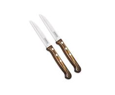 Tramontina Juego de 2 cuchillos de cocina universales, 9 cm, acero inoxidable, mango de madera, aptos para lavavajillas