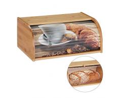 Relaxdays Panera, Tapa deslizable, Almacenaje del Pan, Estante, 17x40x27 cm, 1 Ud, Marrón, bambú, tableros conglomerado DM