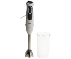 Braun Minipimer 3v MQ3100WH Smoothie - Batidora de mano eléctrica, anti-salpicaduras, powerbell plus, brazo de metal, vaso medidor de 600 ml, 750 w, 11 velocidades, blanco