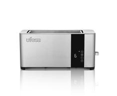 Ufesa Duo Plus Delux Tostador de 2 Ranuras Largas y Anchas, 1400W, 7 Niveles, Función Recalentar, Descongerlar y Cancelar, Bandeja Recogemigas, Inox
