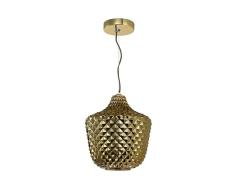 Homemania Lámpara de techo, metal, cristal, verde, dorado, negro