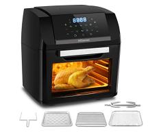 Nictemaw - Freidora eléctrica sin aceite, 12 L, 1500 W con pantalla táctil digital LCD, Freidora de aire con temporizador y temperatura regulable, color negro
