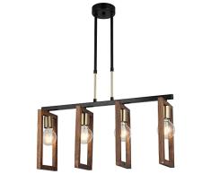 Homemania Lámpara de techo, metal, dorado, negro, madera