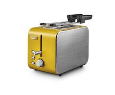 DeLonghi CTX 2203.Y - Tostador (2 rebanada(s), Plata, Amarillo, 550 W, 220-240 V, 50-60 Hz)