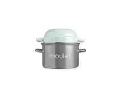 IBILI - Olla para mejillones menta, 18 cm, Acero esmaltado, Apta para induccion