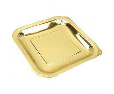 Genérico - Lote de 10 Platos de cartón biodegradables (23 cm), Color Dorado