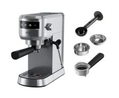 AEG EC6-1-6ST Cafetera Espresso para Café Molido, Capuccino y Monodosis, Sistema Anti-goteo, Filtro Extraible, Vaporizador leche, Apagado Automático, Calentador de tazas, Depósito agua 1L, Inox