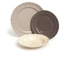 Soul Kitchen Vajilla 18 Piezas Country Chic Gris/Antracita/Marfil