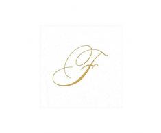 Caspari Signature Gold Initial - Servilletas de papel (30 unidades), color blanco, papel, White Pearl, 12.7 x 0.5 x 12.7 cm
