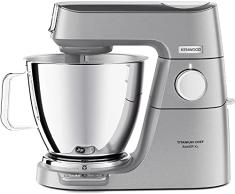 Kenwood Titanium Chef Baker XL Robot de Cocina con Batidor K, Gancho de Amasar, Varillas y Bol de 6,7L, KVL85.424SI, Potencia 1500W, Plata