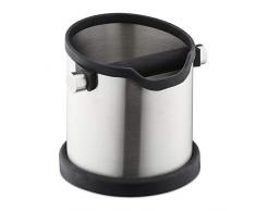 relaxdays Bote para posos de café, Golpeador de goma, Filtro de cafetera, Recipiente, Acero inoxidable, 1 Ud, Plateado, plata