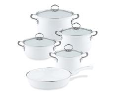 Riess, 0558-033 - Juego de 5 piezas esmaltadas (16, 20, 24 cm, tapa de cristal de 20 cm, sartén esmaltada)
