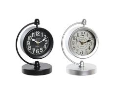 Reloj de Mesa DKD Home Decor Cristal Negro Gris Hierro (16 x 10 x 23.7 cm) (2 pcs)