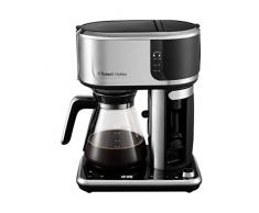 Russell Hobbs Cafetera de Goteo Attentiv, Jarra Cristal 1,25L, Filtro Extraíble, Táctil, Dispensación Automática, Vaporizador Leche, Cuchara Medidora, Programable, Acero Inoxidable, Plata - 26230-56