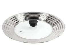 Kuhn Rikon, Tapa de Cristal y Acero Inoxidable Multiusos que se Adapta a Cualquier Olla o Sartén con Diámetro de 24 a 30 cm, Dispone de Visor para Ver los Alimentos, el Pomo se Mantiene Siempre Frío