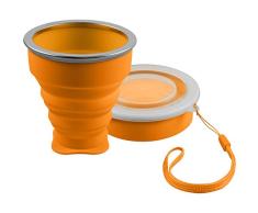 Vaso Plegable de silicón en Naranja, Taza práctica de Viaje, Vaso para Camping – 210ml