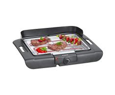 Bomann BQ 2243 CB - Barbacoa eléctrica con parrilla cromada de 35,5 x 24,5 cm, 2000 W, color negro
