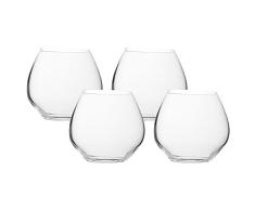 VANILLA SEASON Bohemia Cristal Juego de 4 vasos de cristal, 440 ml de capacidad, forma abombada baja para vaso de agua, whisky, ron, coñac, vasos, liwa