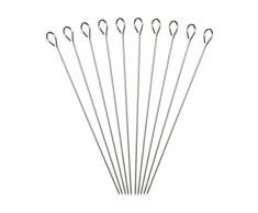 Relaxdays Juego Pinchos Barbacoa Largos, Acero Inoxidable, Plateado, 30 cm