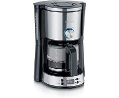 SEVERIN - Cafetera TypeSwitch con temporizador, 10 tazas, 1.000 W, AromaSwitch, jarra de cristal con escala de agua, Acero inoxidable cepillado/Negro KA 4826