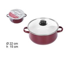 Cm 85451 Olla Roja Con Tapa Cristal 22Cm