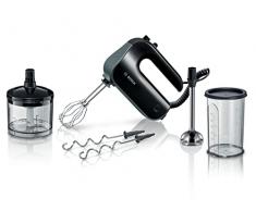 Bosch MFQ4980B - Batidora amasadora Home Professional, 5 niveles, 2 varillas de acero inox, color negro y plateado oscuro