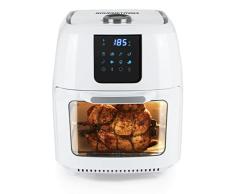 GOURMETmaxx Digital XXL Hot Air Deep Fryer 9 litros | Freír sin grasa, freidora, horno y parrilla giratoria en uno | Incluye asador giratorio para pollo y shish kebab [1800 watts/blanco]