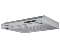 Candy CFT610/5S/1 Campana Extractora 60 cm, 3 Niveles de Potencia, 209M3/H, Filtros de Carbono, Panel Aluminio Antigrasa, Iluminación LED, 71 dB, Clase C, Inox