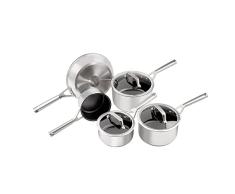 Ninja Foodi ZEROSTICK Juego de 5 piezas de acero inoxidable, C65000EU, antiadherentes, compatibles con inducción, aptas para el lavavajillas, Plata