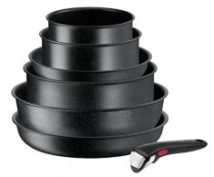 Tefal Ingenio Black Stone - Batería de cocina (7 piezas, negro, pack de variedad)