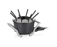 Princess 173100 Fondue Premium adecuada para 8 personas para fondue de queso, chocolate, caldo o aceite, olla de aluminio fundido a presión, Capacidad de 1.5 L, 800 W, Negro y Acero Inoxidable