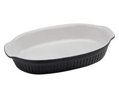 Creatable, 23532 Serie Classic Black & White Oval - Vajilla para horno (1 pieza), color blanco y negro