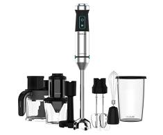 Cecotec Batidora de mano Power TitanBlack 1500 XL TotalMix. Potencia 1500 W, Cuchillas 4 hojas con recubrimiento titanio, Pie XL, Campana antisalpicaduras, Velocidad ajustable, Función Turbo