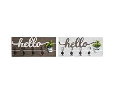 Perchero de Pared DKD Home Decor Hello Madera Metal (2 pcs) (65 x 10 x 29 cm)