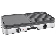 KREA BBQ100 - Barbacoa (2000 W, Barbacoa de contacto, Eléctrico, Mesa, Parrilla + plancha, Negro, Acero inoxidable)