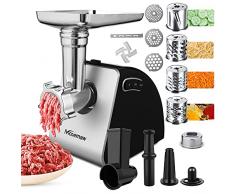 Nictemaw - Picadora de carne eléctrica 2 en 1, multifunción, con 4 cuchillas y 3 placas de corte de acero inoxidable, para salchichas, otros accesorios para galletas, albóndigas, 2000 W máx.
